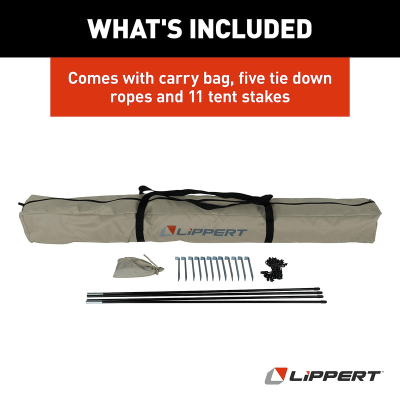 Lippert Picnic Popup Double Gazebo Tent for Camping, Patios and Easy Outdoor Shelter, 16' x 8' Breathable Mesh Screen Walls, 8-12 People, 128 Sq. Ft. Integrated Lantern Holders - 2022114836