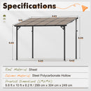 Crownland 10'x10' Outdoor Gazebo Hardtop, Wall-Mounted Lean-to Gazebo with Dewatering Hole, Large Outdoor Pergola Awning, Waterproof for Deck, Backyard, Garden, Porch