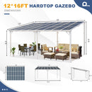MEISSALIVVE 12' x 16' Gazebo, Wall Mounted Gazebo, Lean to Metal Awnings Gazebos, Gazebo Pergola with Sloped Roof, Outdoor Patio Gazebo Awning for Backyard, Deck, White