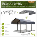 Carport Car Port Metal Canopy 10x15 ft Heavy Duty for Snow, Portable Garage Kit Shed Tent Shelter Metal Frame All Weather Outdoor for Boat with Removable Sidewalls, Dark Grey, Sophia & William