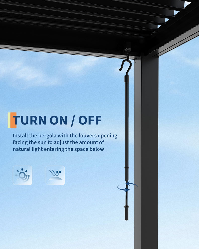 Garveelife All-Aluminum Louvered Pergola 12' x 16', Outdoor Pergola with Adjustable Louvered Roof, Reinforced Aluminum Frame, Integrated Drainage System, Hardtop Gazebo for Patio, Deck, Gray