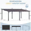 Aoxun 12' x 20' Gazebo for Patio, Gazebo Pergola with Sloped Roof, Large Wall-Mounted Heavy Duty Awnings, for Patio, Backyard, Deck
