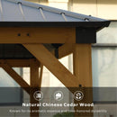 Oasisphere 10x12 Wood Gazebo, Cedar Wood Hardtop Pavilion with Double-Layer Galvanized Steel Roof, 120mm Thick Wooden Posts for Patio, Backyard, Garden, Deck