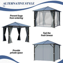 GARTOO 10’x10’ Patio Hardtop Gazebo with Polycarbonate Roof, Waterproof Outdoor Canopy Gazebo, Steel Frame Permanent Pavilion with Curtains and Netting, Perfect for Backyard, Patio, Lawn, Garden