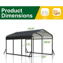 VIWAT Carport 10x15 FT, Metal Carport with Enhanced Base, Outdoor Heavy Duty Garage Galvanized Car Shelter for Pickup, Car, Boat and Tractors