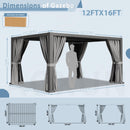 Aoxun Louvered Pergola 12' x 16' Outdoor Aluminum Pergola Adjustable Roof, with Waterproof Curtains and Nets, for Decks, Gardens, Gray