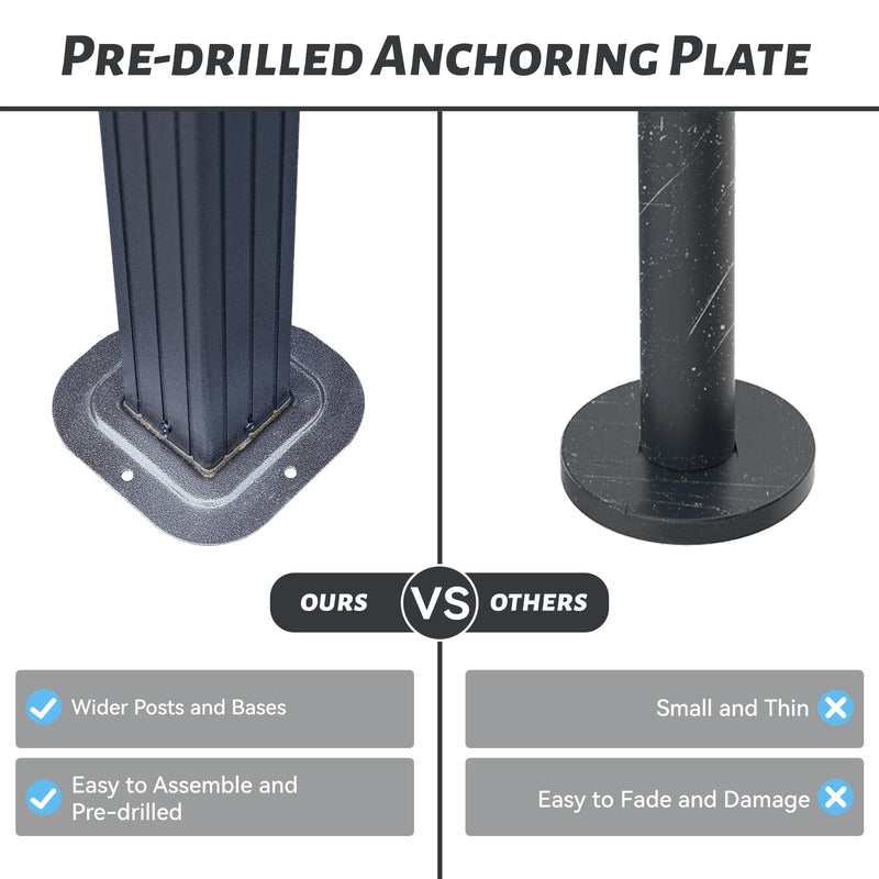 Domi 6.5x12FT Hardtop Grill Gazebo, Outdoor BBQ Gazebo with 2 Side Shelves and Ceiling Hook, Outdoor Grill Canopy with Galvanized Steel Slope Roof for Patio Lawn Backyard Deck, Grey