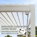 Domi Outdoor Louvered Pergola 10x16FT with Adjustable Steel Roof, Outdoor Aluminum Structure Rainproof Pergola for Backyard, Garden and Lawn,White