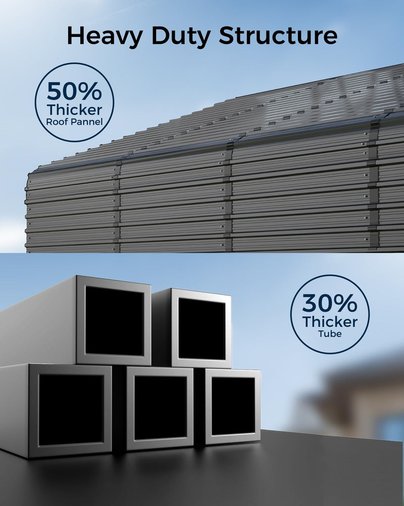 Mars Explo 12x20FT Heavy Duty Metal Carport Kit, Galvanized Permanent Shelter for Pickup Trucks, Tractors, RVs - Extra Sturdy Frame with Enhanced Anchoring System & Snow Load Capacity