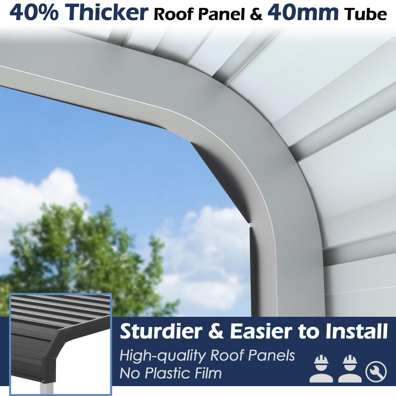 Xilingol Metal Carport, Heavy Duty Carport Canopy with Galvanized Steel Frame and Roof, Outdoor Storage Shed, Car Tent Garage Shelter for Pickup, Truck, Boat and Tractor, Grey (10x15 FT)