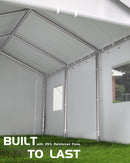 Hipicute 12' x 20' x 11' Heavy-Duty Portable Garage with Canopy Roof, Front and Back Doors, Roll-Up Windows, Portable Carport Reinforced Structure for Cars, Trucks, Boats, and Parties - White