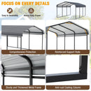 EBE 10 x 15 FT Metal Carport, Heavy Duty Carports with Galvanized Steel Roof, Outdoor Carport Canopy Garage Shelter Shade for Car, SUV, Truck, Boats and Tractors