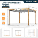 HAPPATIO 12' X 12' Retractable Pergola Canopy for Backyard, Garden, Patio; Woodgrain-Look Aluminum Frame with Retractable Pergola Canopy, Includes Anchors and Expansion Screws (Grey)