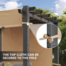 Aoxun 10'x10' Outdoor Pergola, Retractable Adjustable Roof, Aluminum Sun Shade Canopy, Modern Metal Patio Brown Shade Cover for Garden, Backyard and Deck