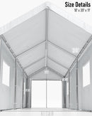 Hipicute 10 x 20 x 10 Ft Heavy Duty Carport with 180G Side Walls, Front and Rear Doors, Portable Garage for Trucks, Boats, and SUVs - Gray