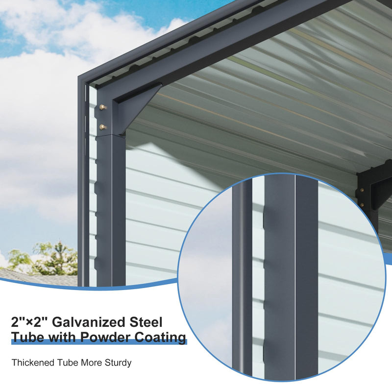 SENYUN Heavy Duty Metal Carport, 10X15 FT Waterproof Carport Canopy with Galvanized Steel Frame and Roof Sunshade Garage Car Shelter for Trucks, Boats, Tractors