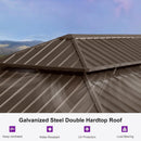 PURPLE LEAF 14' X 28' Outdoor Hardtop Gazebo Patio Wide Aluminum Frame Galvanized Steel Double Roof with Heavy Duty Netting and Curtains for Permanent Hard Top Pavilion Screen Khaki