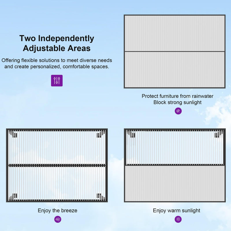 PURPLE LEAF Louvered Pergola 12' x 14' Outdoor Aluminum Pergola with Hidden Drainage System and White Adjustable Sun Shade Roof Patio Hardtop Large Pergolas for Patio Dining Backyard Deck