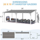 AECOJOY 20' x 10' White Outdoo Gazebo for Patio, Large Wall-Mounted Pergolas and Gazebos Clearance Hard Top 10x20 Lean to Metal Gazebo Shelter Patio Roof, Heavy Duty Awnings for Patio, Decks