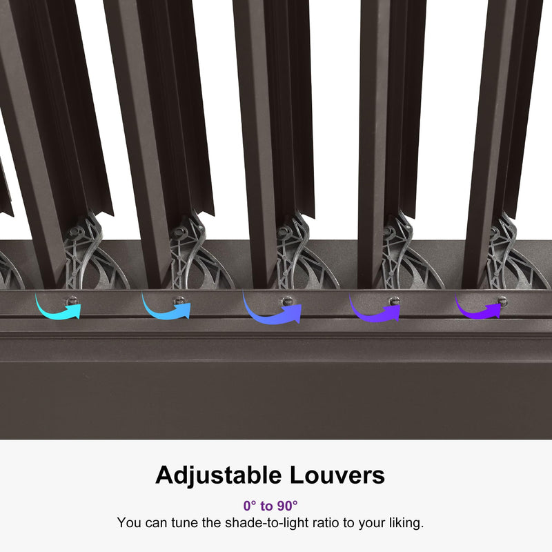 PURPLE LEAF Louvered Pergola 11' × 15' Outdoor Hardtop Gazebo Sun Shade with Adjustable Canopy Patio Aluminum Retractable Roof for Outside Deck Backyard Pavilion