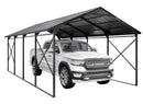 Kurapika 12x22 FT Metal Carport with Reinforced Base Outdoor Heavy Duty Car Port with Galvanized Steel Roof, Garage Car Shelter, Multi-Purpose Carports for Car, Truck and Boats