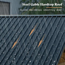 LUXOAK 10x12 ft Wood Gazebo, Hardtop Pergola with Steel Gable Roof, Outdoor Gazebo with Guest House for Garden, Porch, Patio, Black + Natural Wood