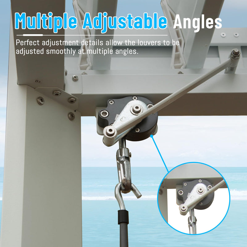 Domi Louvered Pergola 10' x 10' Outdoor Aluminum Pergola with Adjustable Roof, Aluminum Frame, Efficient Drainage System for Patio, Deck, Garden, White