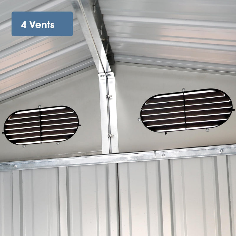 Dark Grey Outdoor Storage shed 20x10 feet, Outdoor carport, Metal Garden shed, Backyard Utility Room Building, with 2 Doors and 4 Ventilation Openings