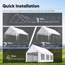Quictent Heavy Duty 12x20 ft Carport Tent with Ultra-High Peak & Ventilation Windows, Waterproof Outdoor Canopy Shelter for Events, Storage, Parking & Wedding - White