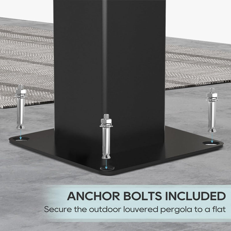 LVUYOYO Outdoor Louvered Pergola 10' x 10', Patio Aluminum Pergola with Adjustable Roof, Metal Gazebo for Backyard, Garden, Deck(Black)