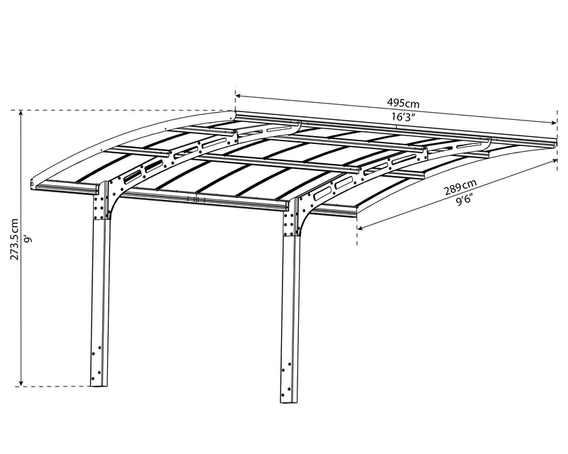 Palram - Canopia Arizona 10 Ft. x 16 Ft. x 9 Ft. Breeze 5000 Carport Aluminum Metal Frame and Polycarbonate Panels Car Port for Outdoor Driveway Car, Truck, RV, Trailer, Boat Storage (Gray/Bronze)