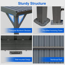 Domi 8x10FT Lean to Gazebo, Outdoor Hardtop Wall Mounted Gazebo with Sloping Galvanized Steel Roof, Upgraded Heavy Duty Mounted Shelter with Drainage System for Deck, Porch, Backyard