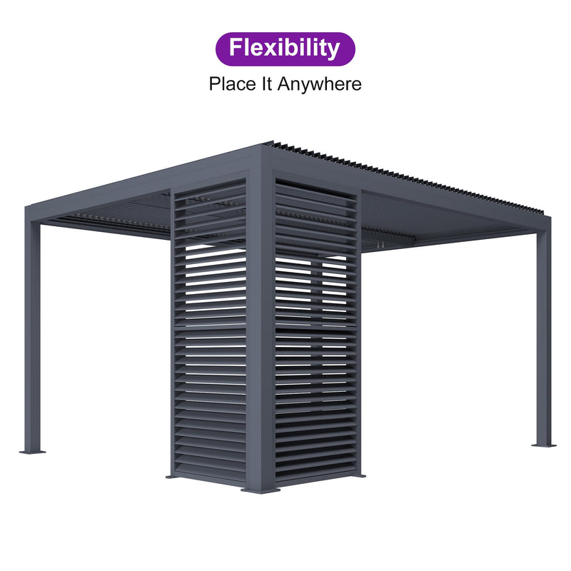 PURPLE LEAF Louvered Pergola Accessory 94AS Aluminum Louver Grille for Optimal Privacy, Sunlight Control Four Panels a Complete 13' Side Fixed Shutter Wall, Pergola Not Included