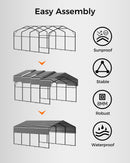Mars Explo 12x20FT Heavy Duty Metal Carport Kit, Galvanized Permanent Shelter for Pickup Trucks, Tractors, RVs - Extra Sturdy Frame with Enhanced Anchoring System & Snow Load Capacity