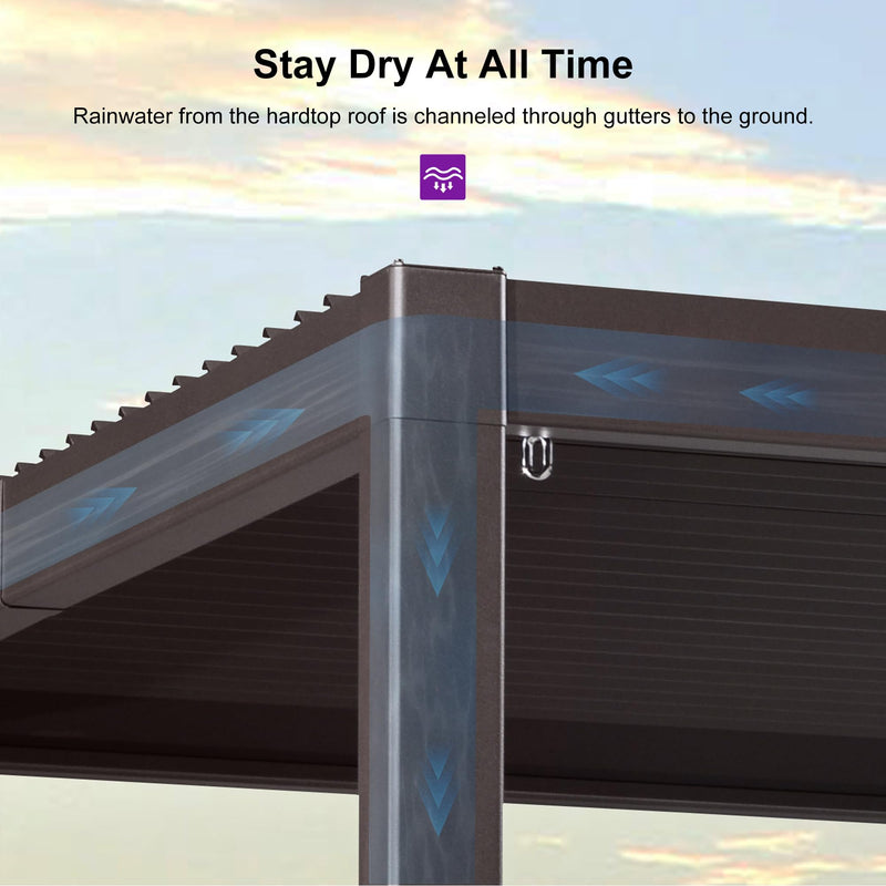 PURPLE LEAF 10' x 14' Louvered Pergola Outdoor Adjustable Louvre Shade Modern Patio Aluminum Pergola with Retractable Roof for Deck Backyard Garden Hardtop Gazebo