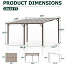 WKM 10x14 FT Wall Mounted Gazebo, Lean to Gazebo Hard Top, Decks, Porch and Backyard