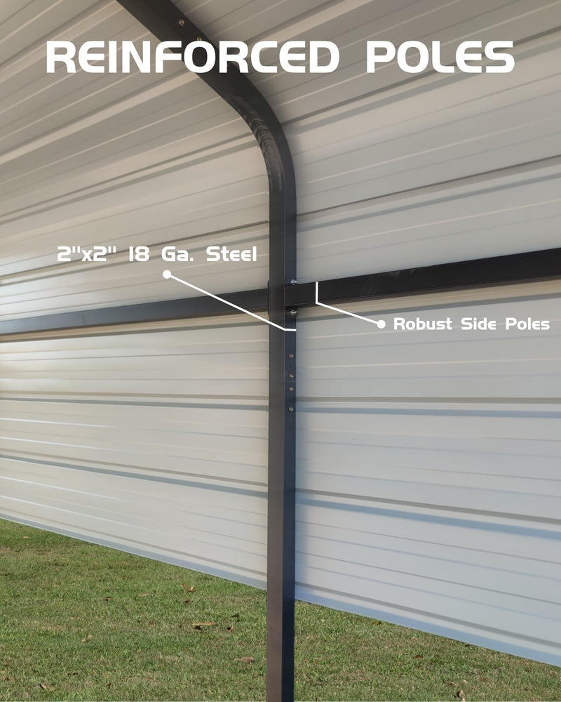 13' x 16' x 10' Metal Carport Heavy Duty, 27 Ga. Steel Roof and 18 Ga. Reinforced Frame, Permanent Shed for Agricultural Machinery, Carport for Cars, Boats, Trucks, and Tractors, N.W. 460 lbs