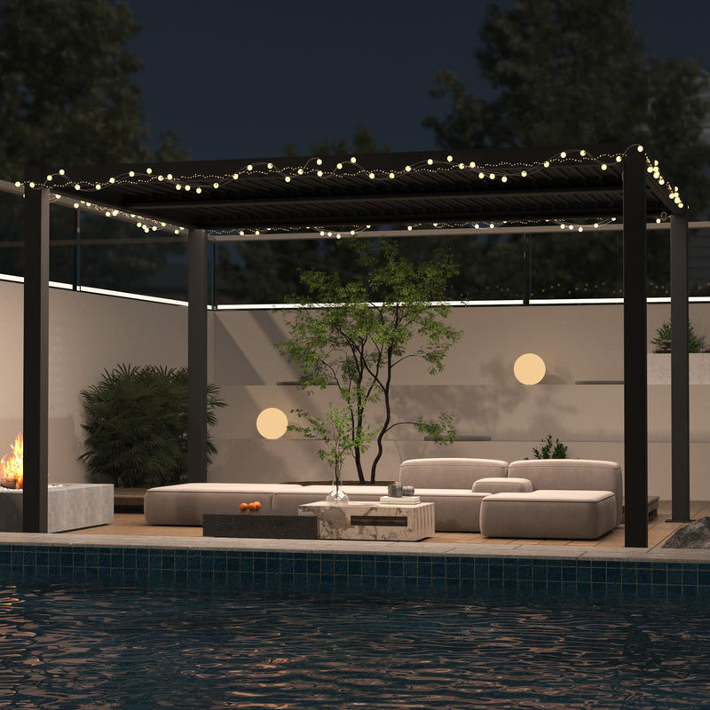 LVUYOYO Outdoor Louvered Pergola 10' x 13', Aluminum Patio Pergola with Adjustable Roof, Sun Shade Shelter Metal Gazebo for Backyard, Garden, Deck(Black)