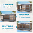 EROMMY 10' x 16' Sunroom, Wall Mounted Gazebo Solarium with Aluminum Frame, Polycarbonate Roof, Permanent Sun Room with Sliding Doors, Lockable PC Screen Walls, Lean to Gazebo for Garden, Patio, Grey