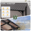 Aoxun 10' x 14' Lean to Gazebo, Upgraded Hardtop Outdoor Pergola with Sloping Galvanized Steel Roof, Large Wall-Mounted Heavy Duty Awnings for Patio, Backyard, Deck, Porch (Black)