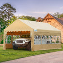 Quictent 13'X20' Retractable Party Tent with Wheels Movable Heavy Duty Carport Garage with Transparent Windows and Curtains