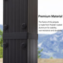 PURPLE LEAF 10' X 10' Outdoor Retractable Pergola with Sun Shade Canopy Patio Metal Shelter for Porch Beach Garden Pavilion Grill Gazebo Modern Yard Grape Trellis Gray Pergola with String Lights