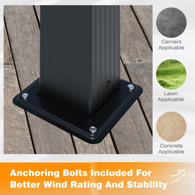 MUPATER 12' X 16' Outdoor Retractable Aluminum Pergola with Weather-Resistant Canopy for Backyard Deck Garden Grey