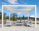 PURPLE LEAF Outdoor Louvered Pergola 12' x 12' White Aluminum Pergola Modern Shade Gazebo with 2 Independently Adjustable Rainproof Hardtop for Patio Garden Yard