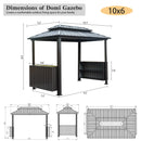 Domi 6x10FT Hardtop Grill Gazebo, Outdoor BBQ Gazebo with Double Galvanized Steel Roof, Patio Grill Canopy with 2 Cabinets and Ceiling Hooks for Backyard, Lawn, Garden, Brown