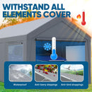 Quictent 12x20 ft Heavy Duty Carport Canopy Galvanized Car Tent Outdoor Garage Boat Shelter with Reinforced Structure with Roll-up Ventilated Windows Sidewall - Gray