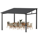 EBE 12' x 12' Hardtop Gazebo, Heavy Duty Lean to Metal Gazebos Outdoor Pergola, Wall Mounted Gazebo with Galvanized Steel, Patio Roof Awning for Patio, Deck, Backyard