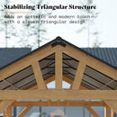 13x15 ft Wood Gazebo, Hardtop Pergola with Steel Gable Roof, Outdoor Gazebo with Guest House for Garden, Porch, Patio, Black + Natural Wood