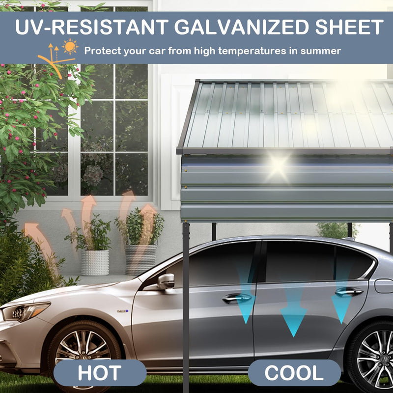 COEWSKE Metal Carport 12x20 FT Heavy Duty, Outdoor Steel Large Rv Car Ports Canopy with Galvanized Steel Roof and Frame, Car Shelter Protect from Sun and Heavy Snow for Pickup, Boat, Car and Tractors