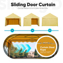 Quictent 13'X20' Retractable Party Tent with Wheels Movable Heavy Duty Carport Garage with Transparent Windows and Curtains